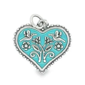 D1179 Light Blue Heart Flower Pendant