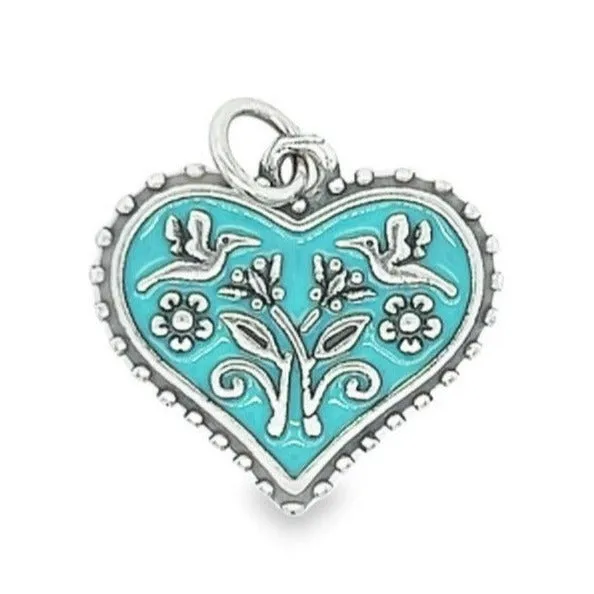D1179 Light Blue Heart Flower Pendant