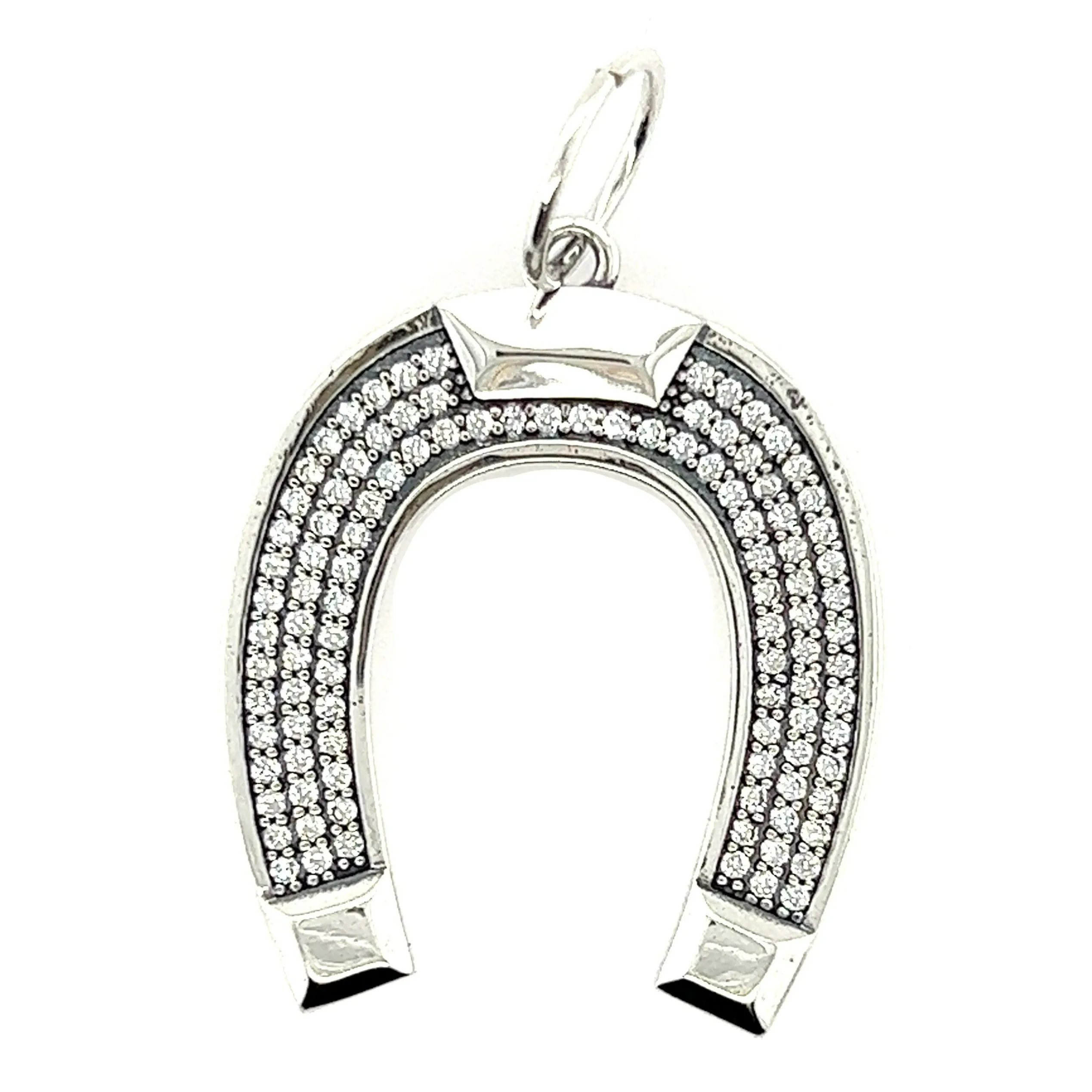 D401 Big Horseshoe CZ Pave Pendant
