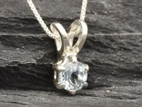Dainty Topaz Pendant - Blue Topaz Necklace - Minimalist Blue Pedant