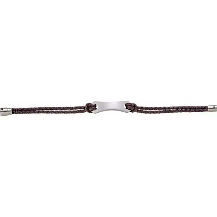 Dark Brown Leather & Stainless Steel 8.5" Bracelet