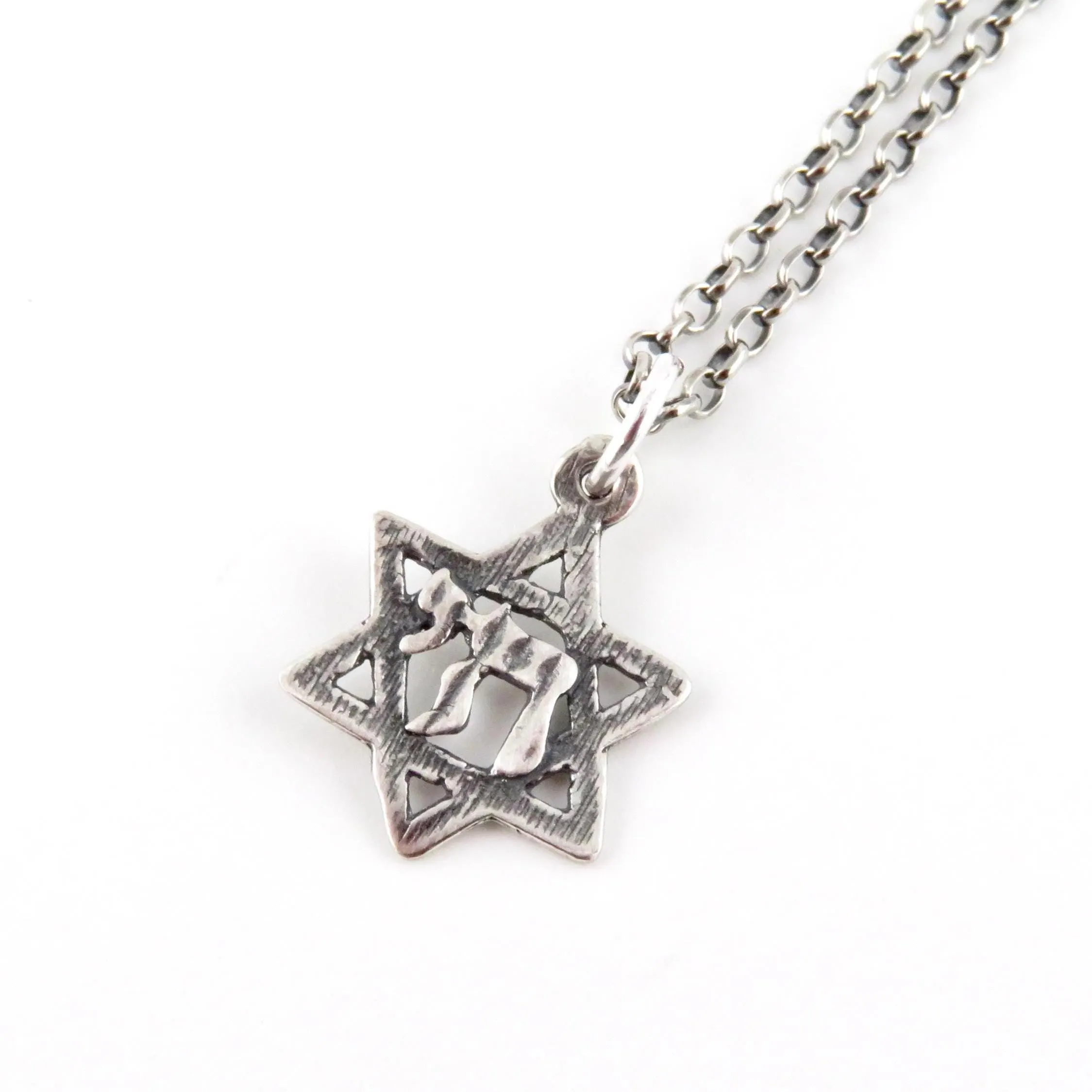 Delicate Chai in Star of David Necklace