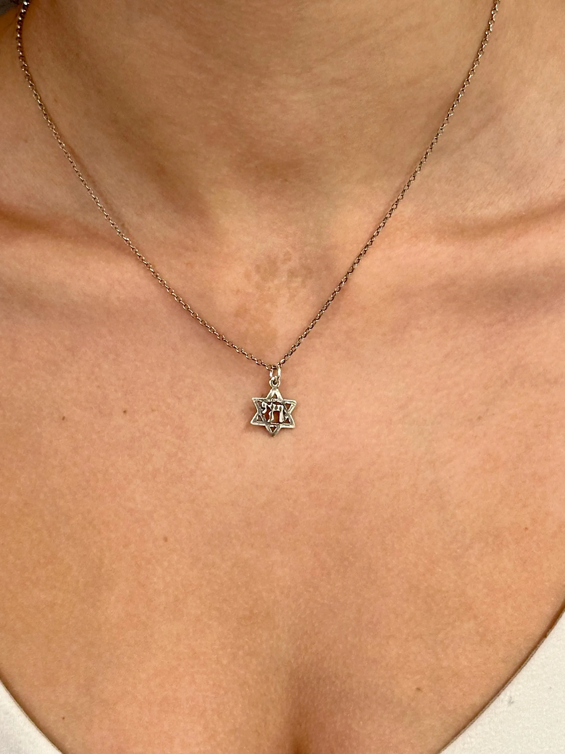 Delicate Chai in Star of David Necklace