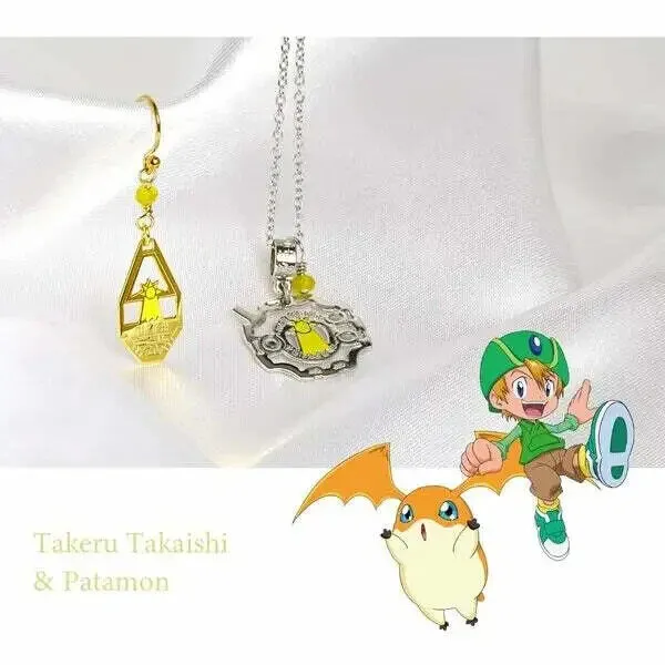 Digimon Adventure Digivice Takeru Takaishi & Patamon Necklace Pendant Japan