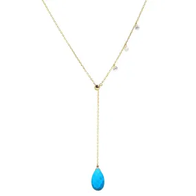 Double Slider Lariat with Turquoise Briolette Drop