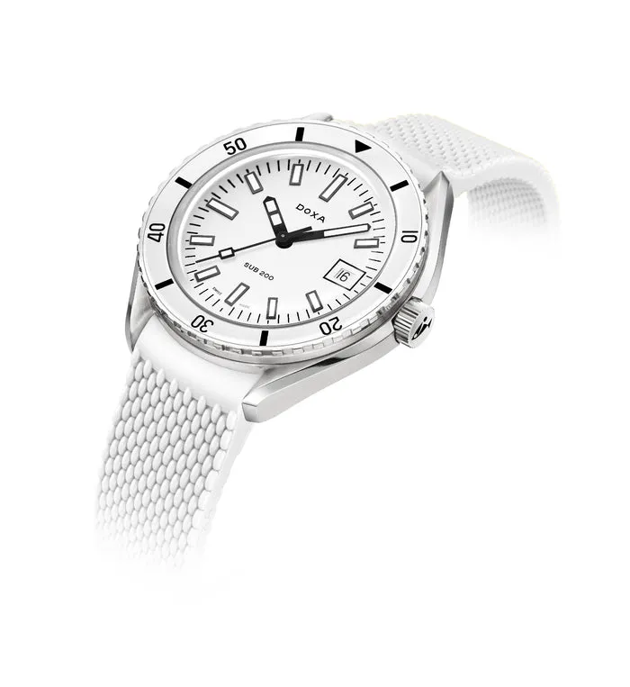 DOXA Sub 200 Whitepearl Rubber Standard - 799.10.011.10