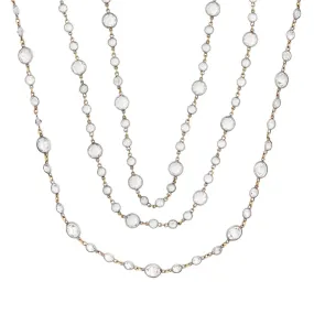 Early Art Deco 15k/Sterling Silver Rock Quartz Crystal Chain Necklace
