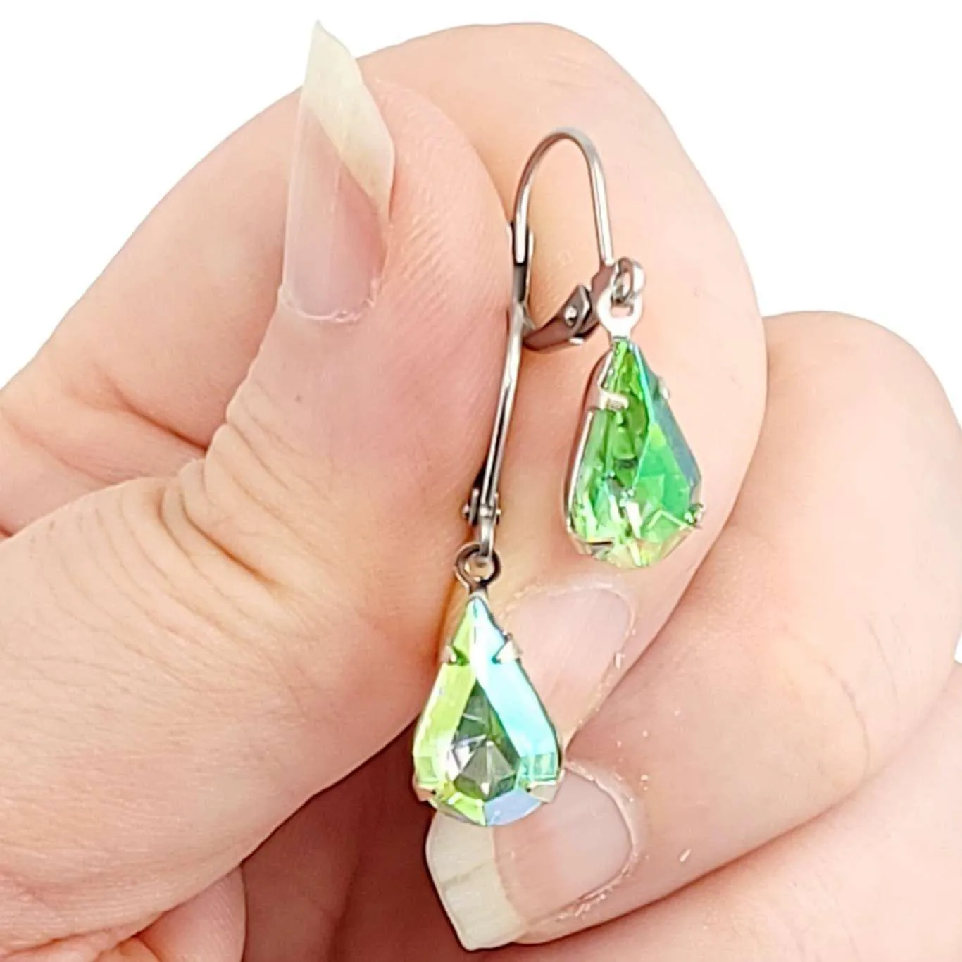 Earrings - Aurora Iridescents - Steel Vintage Rhinestone Dangles (Assorted Styles) by Christine Stoll | Altered Relics