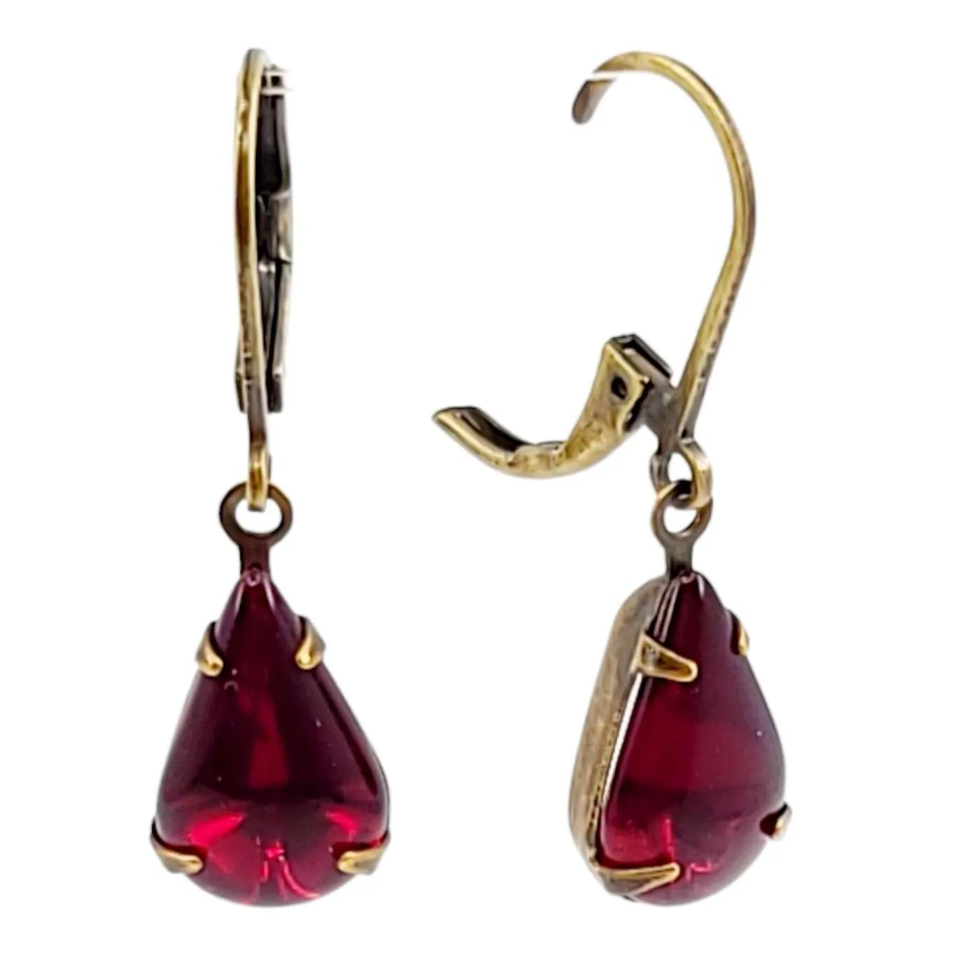Earrings - Reds and Pinks - Brass Vintage Rhinestone Dangles (Assorted Styles) by Christine Stoll | Altered Relics