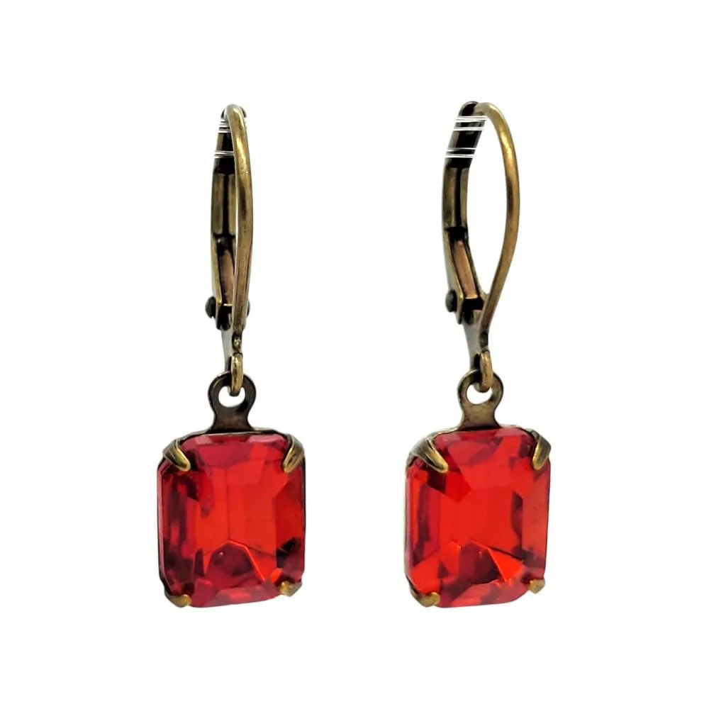 Earrings - Reds and Pinks - Brass Vintage Rhinestone Dangles (Assorted Styles) by Christine Stoll | Altered Relics