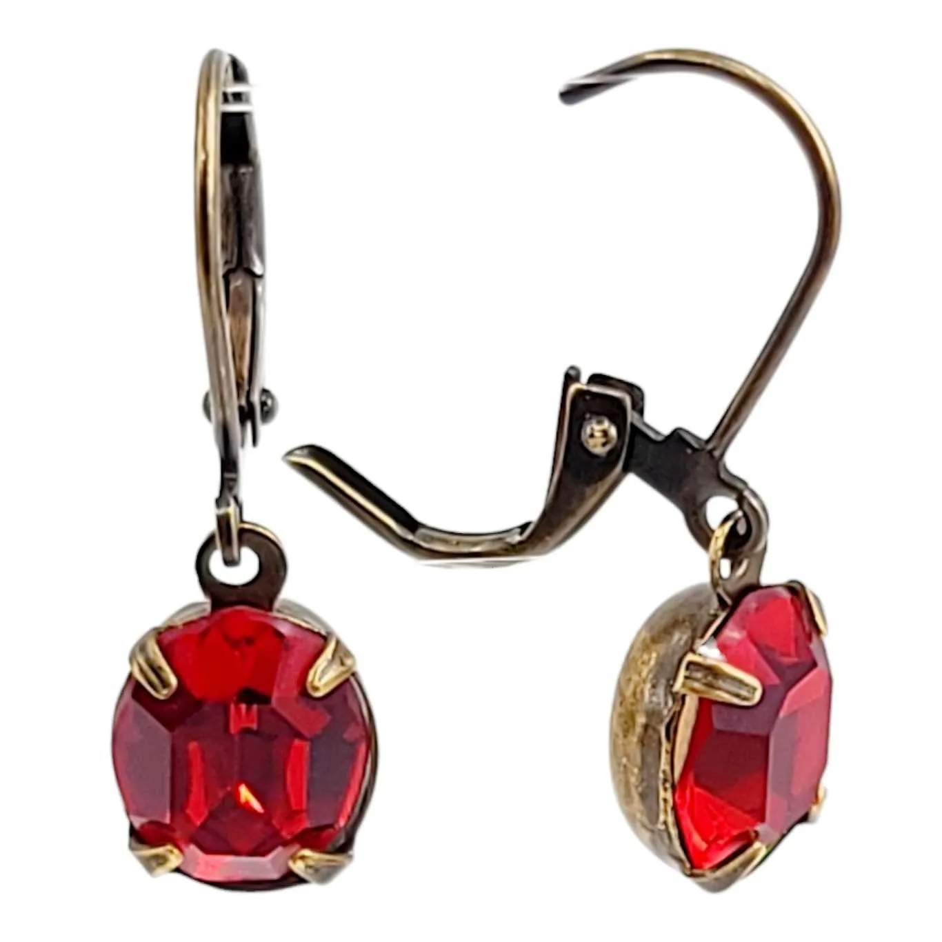 Earrings - Reds and Pinks - Brass Vintage Rhinestone Dangles (Assorted Styles) by Christine Stoll | Altered Relics