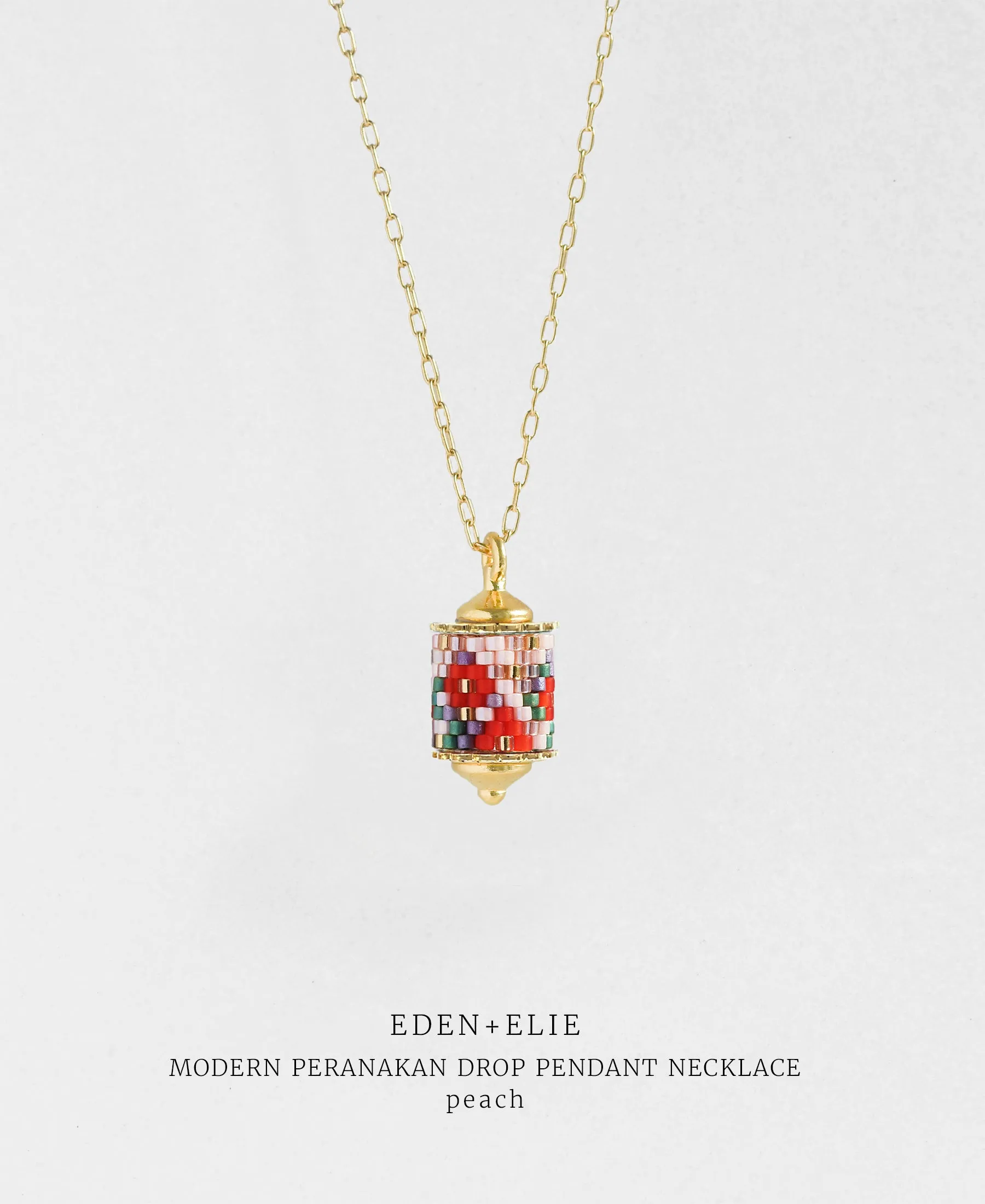 EDEN   ELIE Modern Peranakan drop pendant necklace - peach