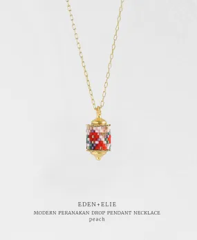 EDEN   ELIE Modern Peranakan drop pendant necklace - peach