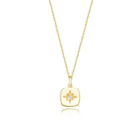 Eight-pointed Star Zircon Square Pendant Sterling Silver Necklace for Women