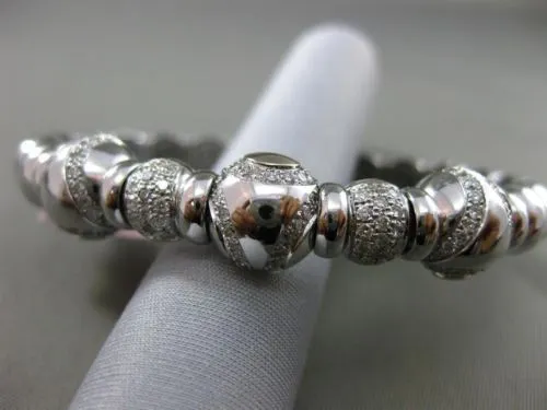 ESTATE 2.05CT DIAMOND 14KT WHITE GOLD CIRCULAR FLEXIBLE FILIGREE BANGLE BRACELET