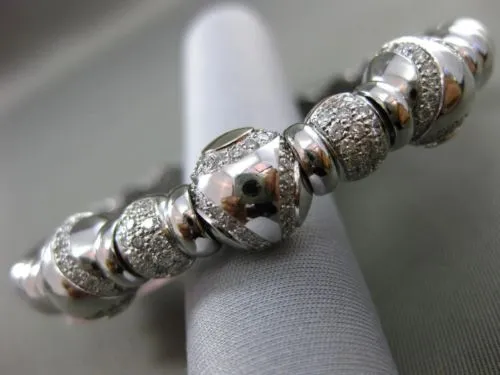 ESTATE 2.05CT DIAMOND 14KT WHITE GOLD CIRCULAR FLEXIBLE FILIGREE BANGLE BRACELET