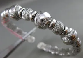 ESTATE 2.05CT DIAMOND 14KT WHITE GOLD CIRCULAR FLEXIBLE FILIGREE BANGLE BRACELET