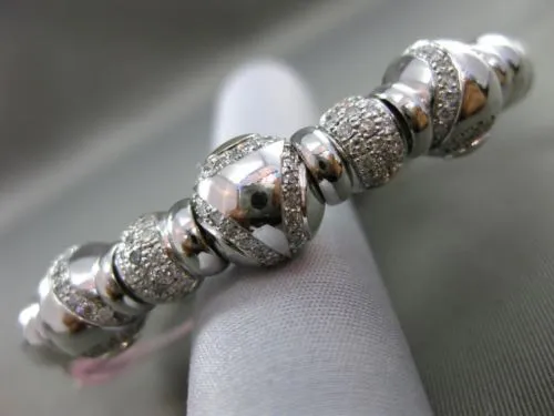 ESTATE 2.05CT DIAMOND 14KT WHITE GOLD CIRCULAR FLEXIBLE FILIGREE BANGLE BRACELET