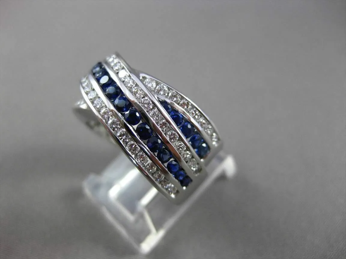 ESTATE LARGE 2.6CT DIAMOND SAPPHIRE 18K WHITE GOLD CRISS CROSS RING E/F VS 23856