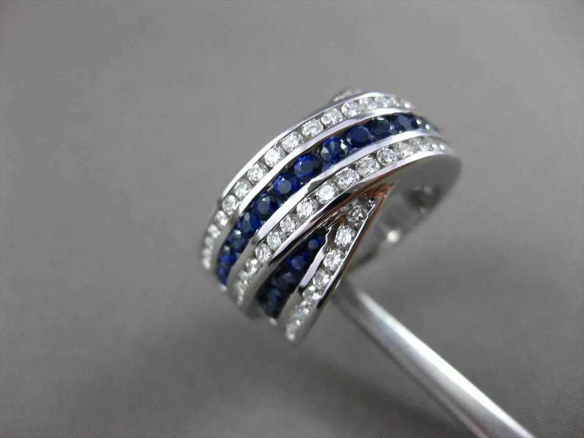 ESTATE LARGE 2.6CT DIAMOND SAPPHIRE 18K WHITE GOLD CRISS CROSS RING E/F VS 23856