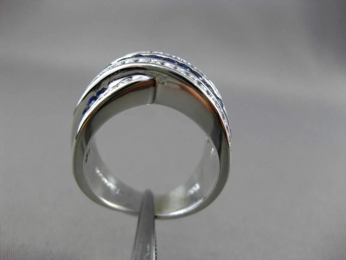 ESTATE LARGE 2.6CT DIAMOND SAPPHIRE 18K WHITE GOLD CRISS CROSS RING E/F VS 23856