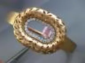 ESTATE LARGE .60CT DIAMOND 14KT ROSE GOLD 3D OVAL FILIGREE LEAF BANGLE BRACELET