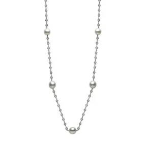 ESTATE WHITE TOPAZ & SOUTH SEA PEARL 14K BLACK GOLD BY THE YARD TIN CUP NECKLACE