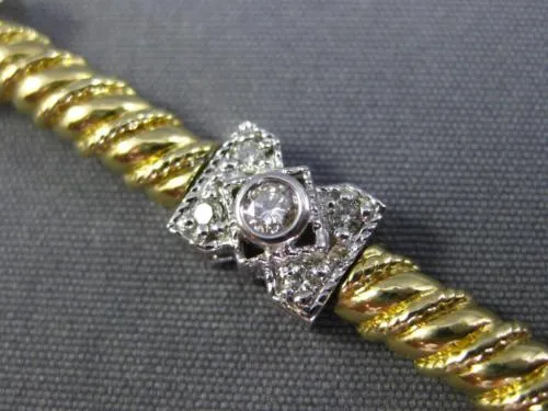 ESTATE WIDE 1.0CT DIAMOND 14KT TWO TONE GOLD FILIGREE BUTTERFLY TENNIS BRACELET