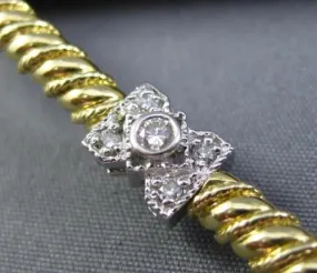 ESTATE WIDE 1.0CT DIAMOND 14KT TWO TONE GOLD FILIGREE BUTTERFLY TENNIS BRACELET