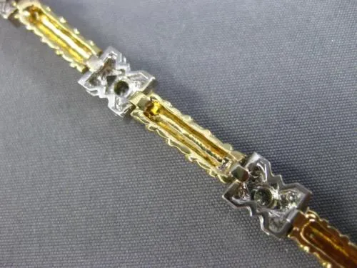 ESTATE WIDE 1.0CT DIAMOND 14KT TWO TONE GOLD FILIGREE BUTTERFLY TENNIS BRACELET