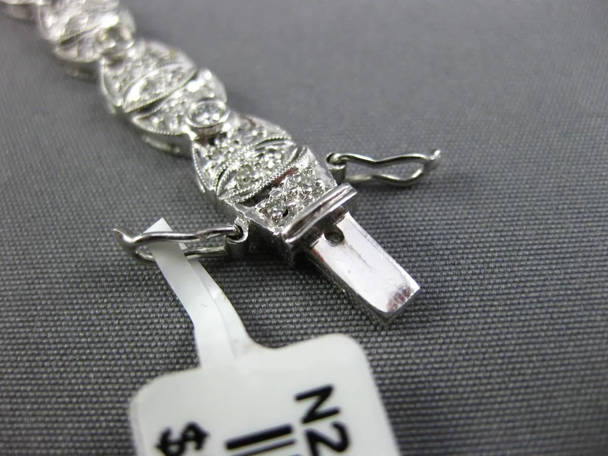 ESTATE WIDE 1.85CT DIAMOND 18K WHITE GOLD OVAL FILIGREE MILGRAIN TENNIS BRACELET