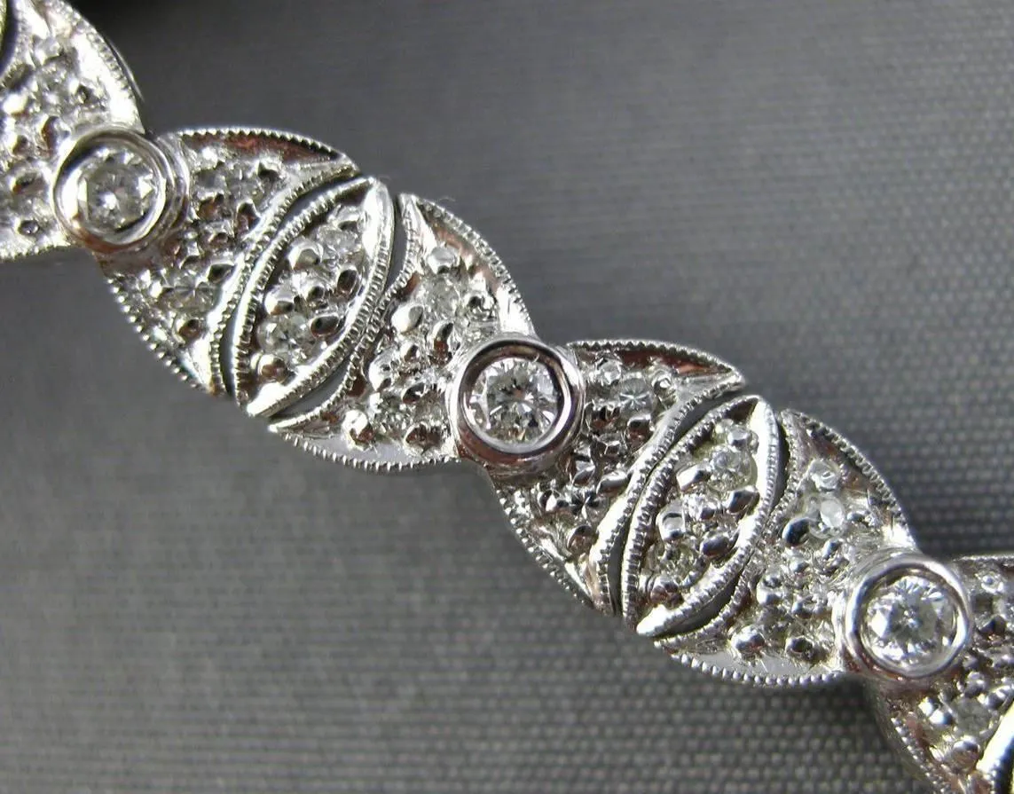 ESTATE WIDE 1.85CT DIAMOND 18K WHITE GOLD OVAL FILIGREE MILGRAIN TENNIS BRACELET