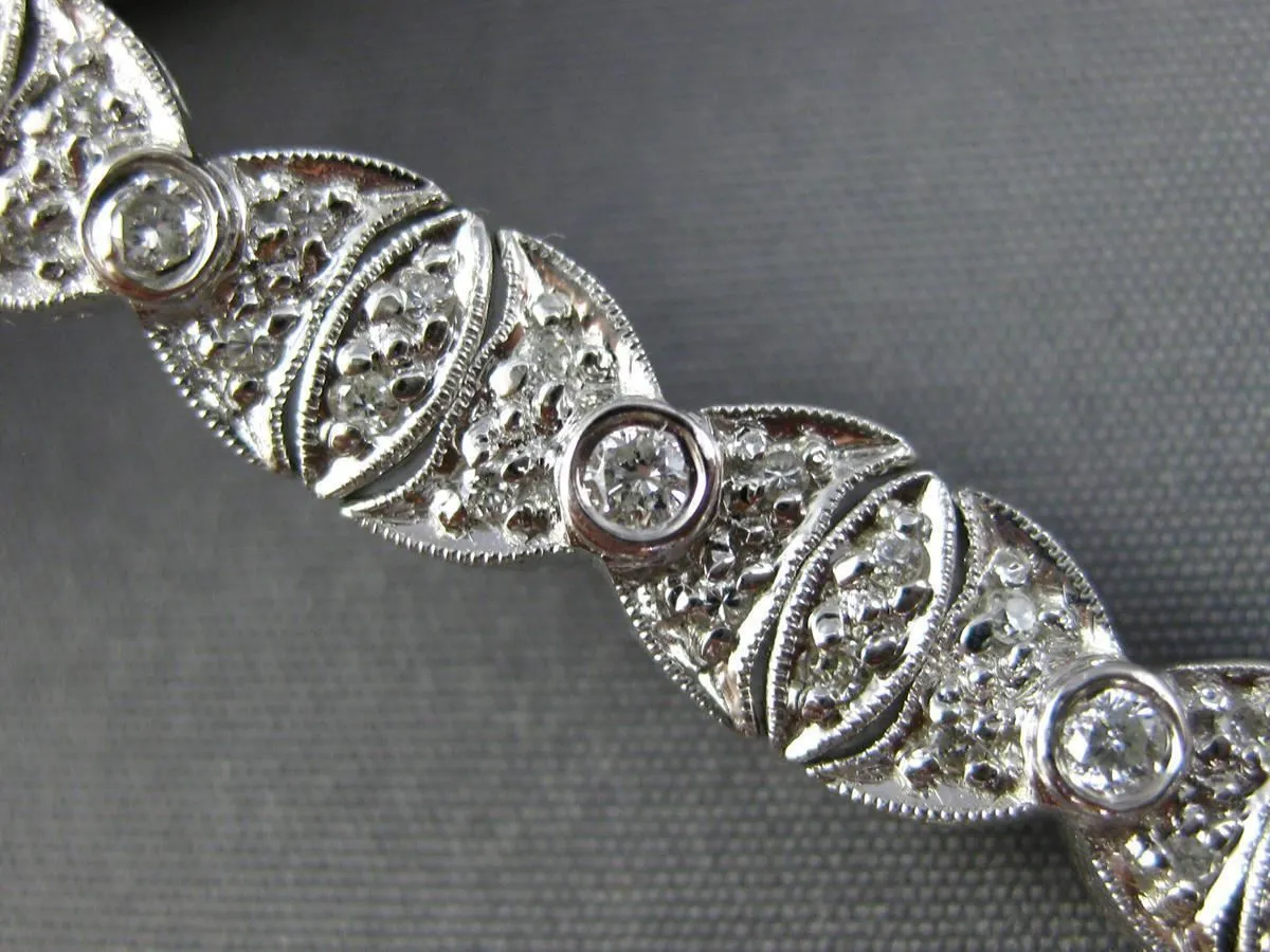 ESTATE WIDE 1.85CT DIAMOND 18K WHITE GOLD OVAL FILIGREE MILGRAIN TENNIS BRACELET