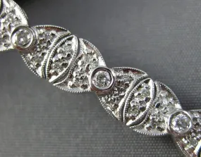 ESTATE WIDE 1.85CT DIAMOND 18K WHITE GOLD OVAL FILIGREE MILGRAIN TENNIS BRACELET