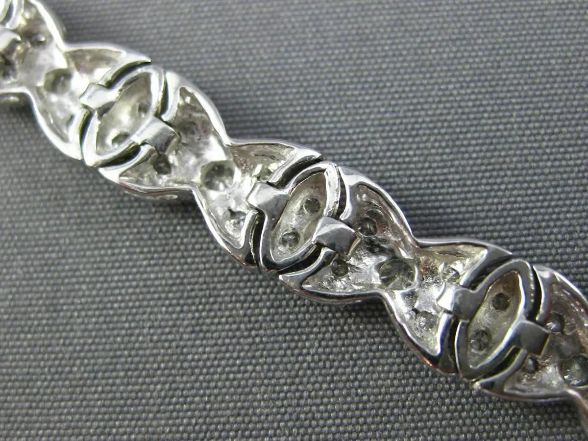 ESTATE WIDE 1.85CT DIAMOND 18K WHITE GOLD OVAL FILIGREE MILGRAIN TENNIS BRACELET