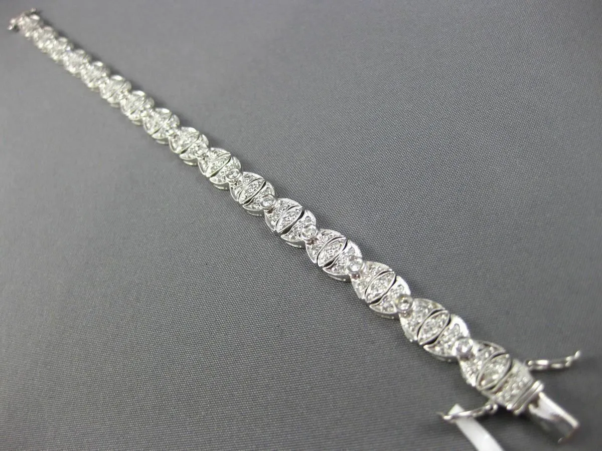 ESTATE WIDE 1.85CT DIAMOND 18K WHITE GOLD OVAL FILIGREE MILGRAIN TENNIS BRACELET