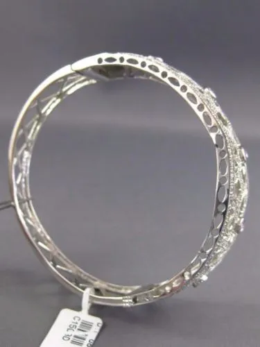 ESTATE WIDE 2.08CT DIAMOND & PINK SAPPHIRE 14K WHITE GOLD ETOILE INFINITY BANGLE