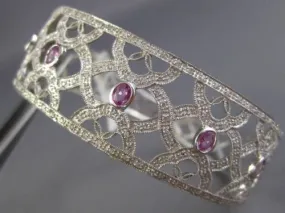 ESTATE WIDE 2.08CT DIAMOND & PINK SAPPHIRE 14K WHITE GOLD ETOILE INFINITY BANGLE