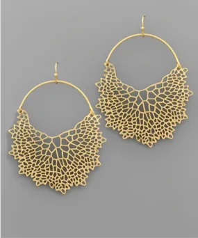 Filigree Dangle Hoop Earrings - Worn Gold