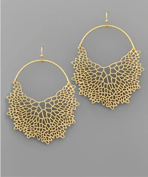 Filigree Dangle Hoop Earrings - Worn Gold