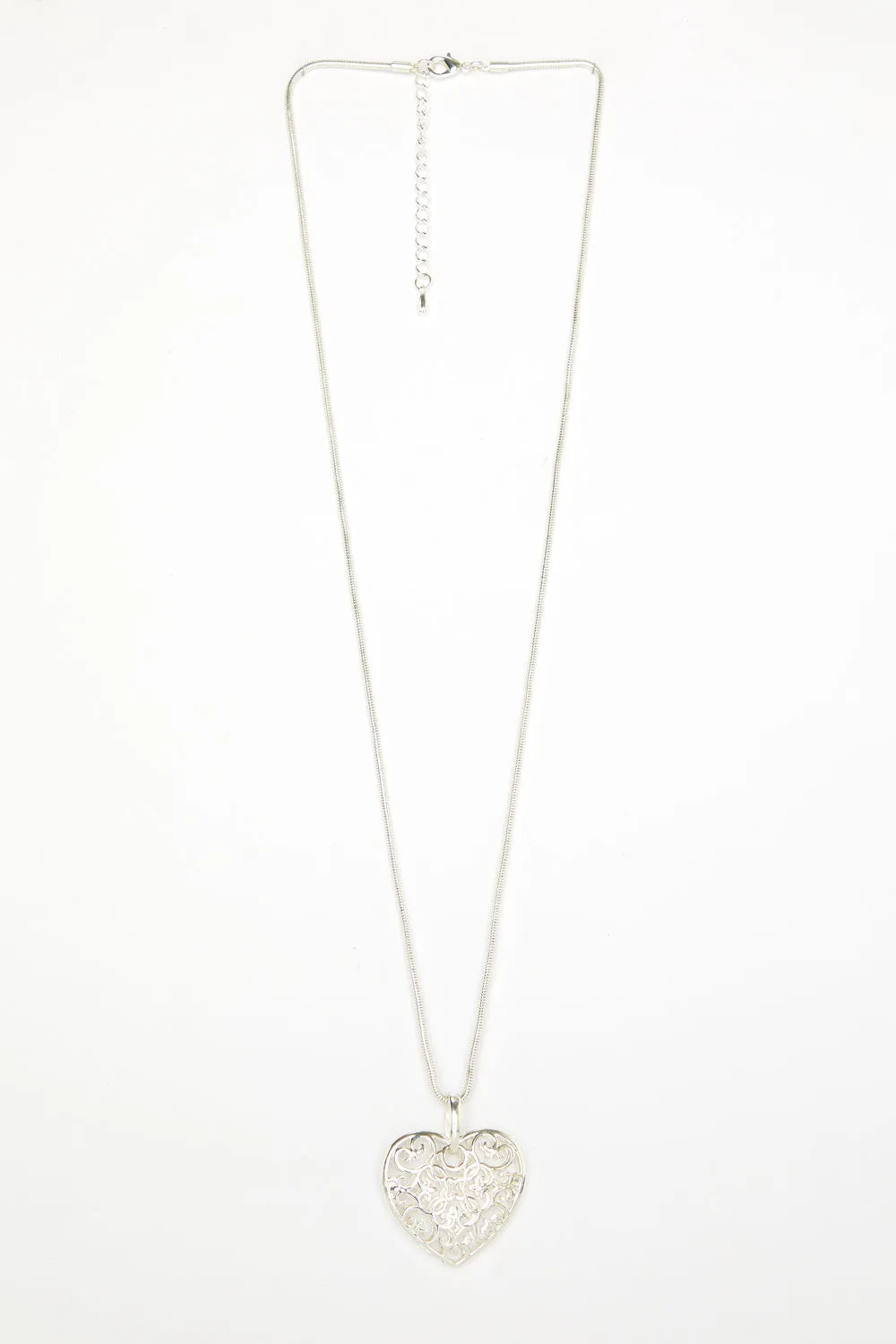 Filigree Heart Necklace - Silver