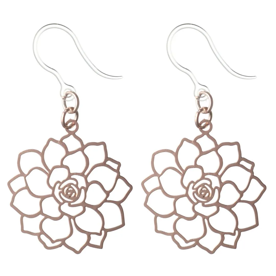 Filigree Rose Dangles Hypoallergenic Earrings for Sensitive Ears Made with Plastic Posts