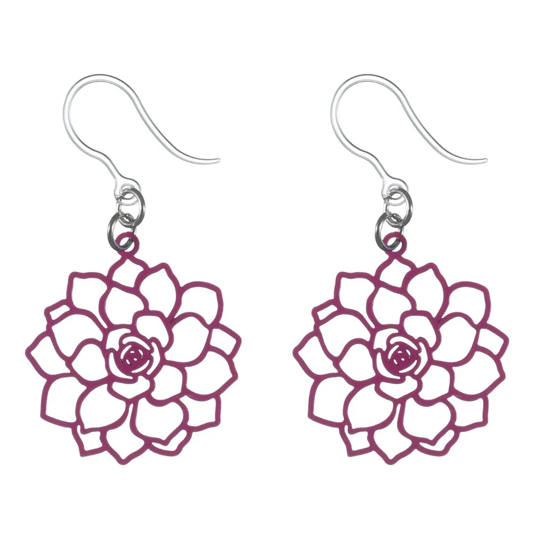 Filigree Rose Dangles Hypoallergenic Earrings for Sensitive Ears Made with Plastic Posts