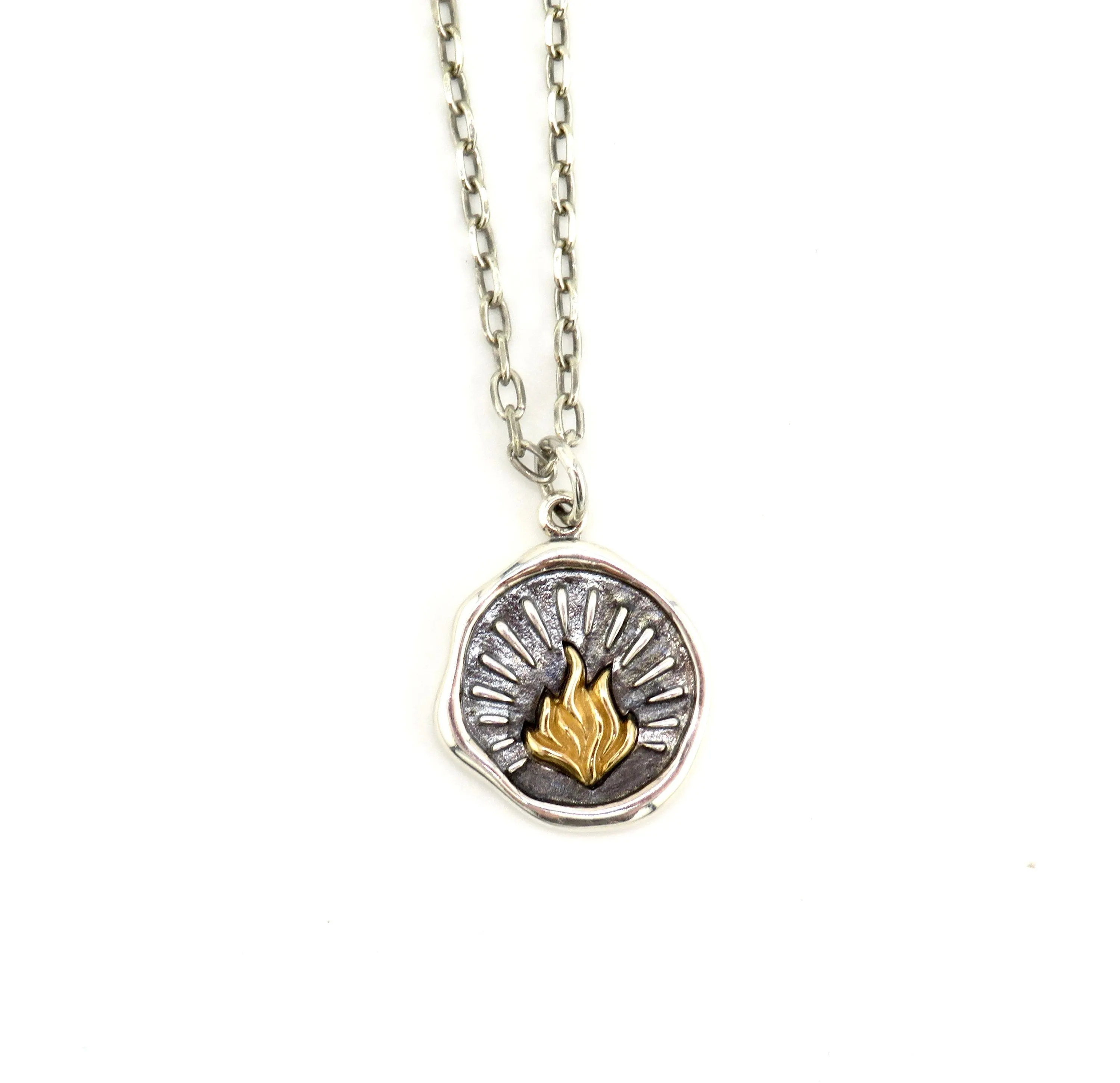 Fire/Flames Wax Seal Medallion Necklace