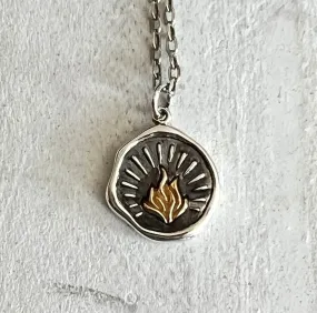 Fire/Flames Wax Seal Medallion Necklace