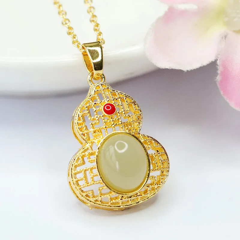 Fortune's Favor Jade Gourd Pendant