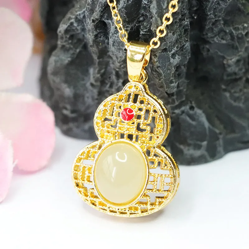 Fortune's Favor Jade Gourd Pendant