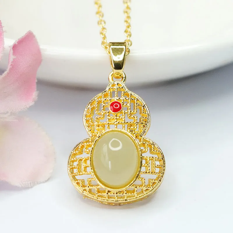 Fortune's Favor Jade Gourd Pendant