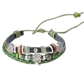 Four Leaf Clover Leather Bracelet
