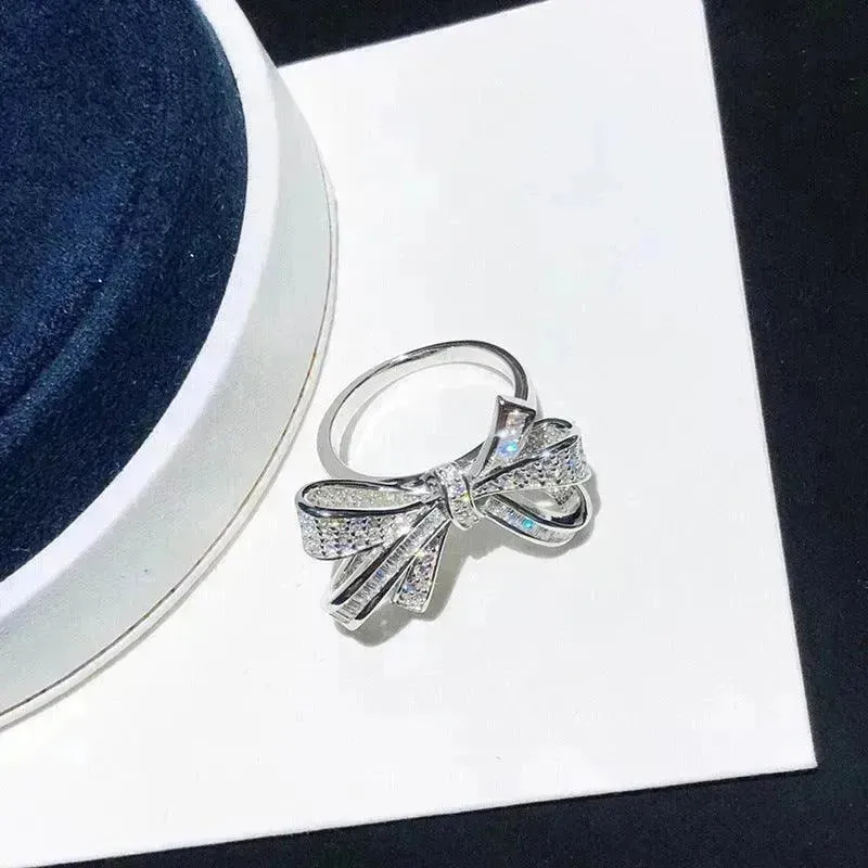 Full Diamond Bow Ring Female Fashion Personality